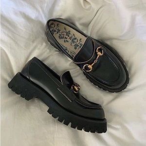 Black Gucci Leather Lug Sole Loafer Size 36 Women’s Shoes